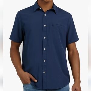 Dkny Men's Navy Blue Short Sleeve Shirt